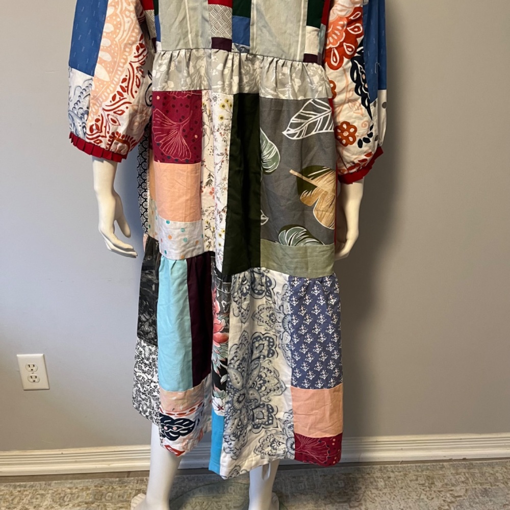 Hand Crafted Patchwork Dress - Multicolor - image 8